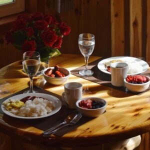 Photo of a Romantic Dinner That Followed a Day of Horseback Riding in Manitoba