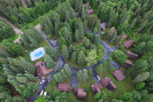 Aerial Photo of Our Whiteshell Lake Resort.